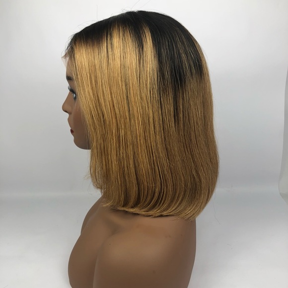 1B/27 Brazilian hair blunt cut bob lace front wig - Picture 4 of 8